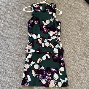 Banana republic Green Floral Peplum Dress